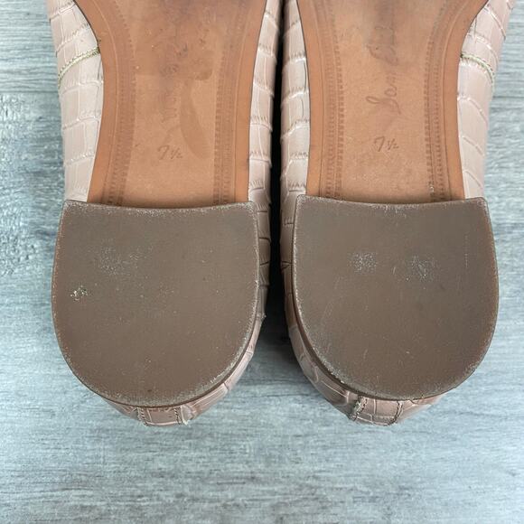 Sam Edelman Taupe Pink Croc Embossed Leather Square Toe Jillie Flats Sz.7.5 - Picture 13 of 15